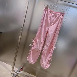 Женские брюки-карго на весну и лето, розовые, с завязками, прямая верхняя часть тела, Absolute King Fried