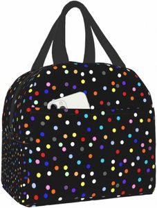 Polka Dot Lunch Box Isolado Lunch Bag para Mulheres Meninas, Reutilizável Cooler Thermal Ctainer Small Lunch Tote Bags Q9V0 #