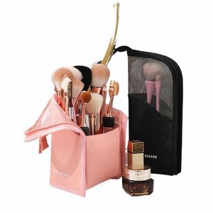 1 PC Stand Cosmetic Bag For Women Clear Zipper Makeup Case Travel Kvinnlig Makeup Brush Holder Organiser Toalettväska förvaringsväska 98VA#