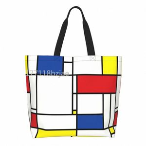 återvinning piet mdrian minimalist de stijl butik väska canvas axel tygväska wable modern konst livsmedelsaffär påsar n6ap#