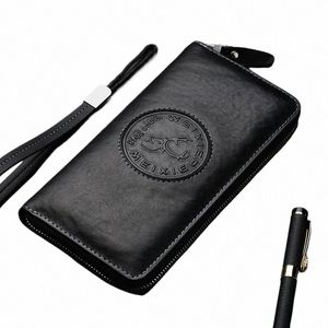 100% Genuine Leather Wallet RFID Anti-theft Brush Men's Wallet Luxury Clutch Bag Casual Busin Large Capacity Purse Mey clip 94Ke#