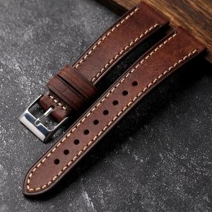 Cinta feita à mão italiana Primeira camada Caminheiro da banda de vigia 18 19 20 21 22mm Green Green Brown Homem Men Old Watch Bracelet