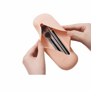 portable Travel Makeup Brush Pouch Bag Soft Magnetic Silice Makeup Brush Holder Case For Cosmetic Storage b8B6#