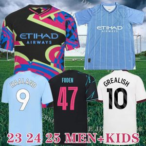 Kids 2023 2024 Haaland Bootball Kits Tracksuits Soccer Courseys 23 24 25 Grealish Sterling Mans Cities Mahrez de Bruyne Foden Boys Movower Kit Footbal Kit Men