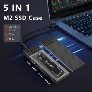 M2 SSD Case NVME SATA Двойной протокол M.2 к USB Тип C Hub Adapter для NVME PCIE NGFF SATA SSD Коробка дискового диска M.2 USB C Splitter