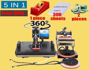 Promotions 3038CM 5 in 1 Combo Heat Press Machine 2D Sublimation Printer Printing Machine Cloth Tshirt Cap Mug Plates Case19073696