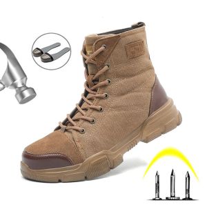Stiefel Stahlzehen Stiefel für Männer Militärarbeit Stiefel mit unzerstörbaren Arbeitsschuhen Wüstenkämpfe Sicherheitsstiefel Armee Sicherheitsschuhe 3648