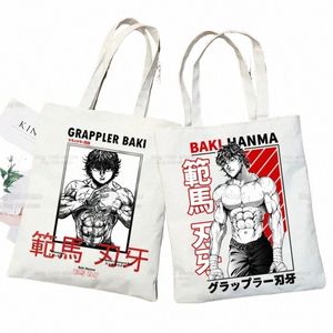 Baki Bolsas Canvas The Grr Anime Tote Bag Shop Travel Eco Reutilizável Baki Hanma Ombro Yujiro Hanma Shopper Bags y78Y #