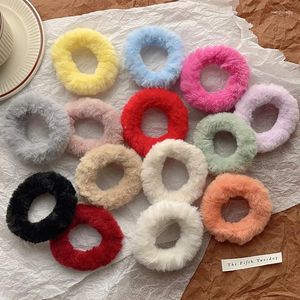 Hårtillbehör 10pc fluffig varm höst vinter elastisk band scrunchies tjocktarmen ring för barn flickor plysch rep hårkläder