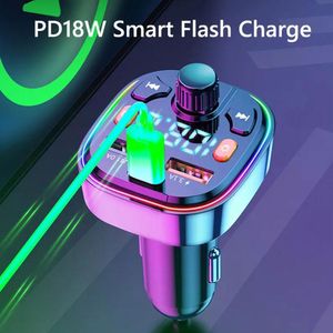 Q5 18W FM -передатчик Внешний микрофон Двойной USB PD Тип C быстро зарядный автомобильный зарядное устройство Bluetooth 5.0 Handsfree Car FM Модулятор