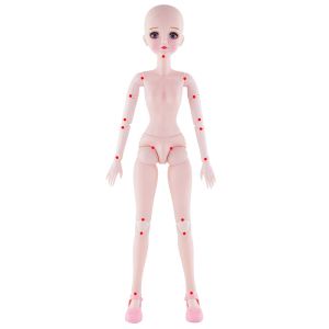 Nytt med smink 60 cm BJD Doll 1/3 21 Movlig Joint Baby 4D Purple Eyes Bald Heads Naked Woman Pink Skin Toys for Girls Kids Gift