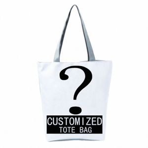 persal Personalizza Borse da donna Tote Bag Borse casual con logo stampato Personalizza le tue foto Borse da negozio Borse a tracolla pieghevoli fai-da-te 29dk #