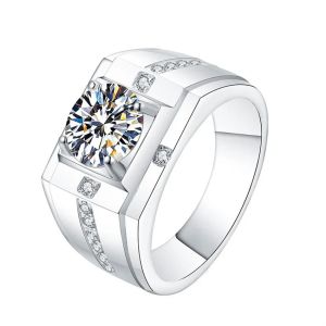 Tbestone D Color Moissanite Diamond Ring For Man 1CT 2CT 3CT 5CT 925 Sterling Silver Cross Eternity Brand Wedding Jewelry