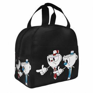 o Cuphead Cup Isolado Lunch Bag Cooler Bag Reutilizável Jogo Anime Grande Tote Lancheira para Homens Mulheres Escritório Piquenique t13M #