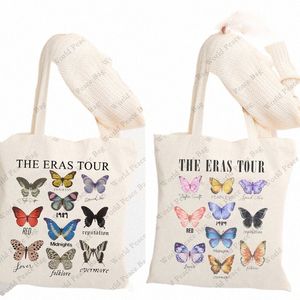 Eras Tour Butterfly Drukuj płótno ręcznie stylowy Taylor Merch Torch na ramię płótno torba wielokrotnego użycia torba sklepowa E06B#
