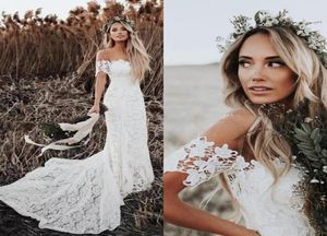 2019 Lace Boho فساتين الزفاف حورية البحر حورية البحر الزفاف طويلة فساتين الزفاف الصين قبالة الكتف سحاب ظهر الرسمية الحزب 6211925