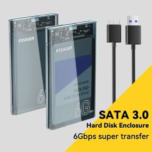 USB 3.0/タイプC 2.5インチSATA HDD SSDボックスの外部ハードドライブエンクロージャー6TB透明なハードディスクケースツールフリーサポートUASP