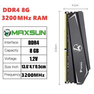 MAXSUN NEW DDR3 DDR4 MEMOME 4G 8G 16G 2666 3200 МГц RGB Флэш -память Термическая броня для настольных ПК Intel и AMD Материнники