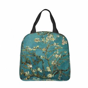 Van Gogh Almd Blossom Tumblr Fi Grunge estetica Vintage pranzo al sacco isolato Borsa termica Tote Lunch Box Bento Pouch Lavoro J0hV #