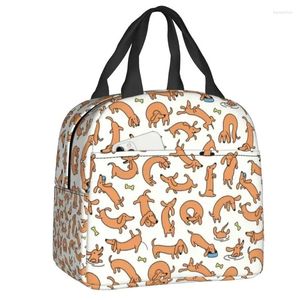 Storage Bags Cute Dachshund Thermal Insulated Bag Women Sausage Wiener Badger Dogs Resuable Lunch Container For School Food Box