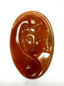 Estatuetas decorativas chinês jade natural esculpido à mão colar avalokitesvara pingente amuleto presente