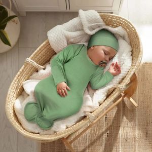 06 mesi Abito annoiato Bagna di filo di cotone puro con cappello Sciarpa neonatale per bambino nato 240325