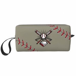 fi Softball Baseball Lace Travel Toiletry Bag for Women Cosmetic Makeup Bag Beauty Storage Dopp Kit T5cF#