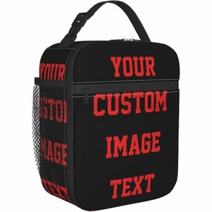 custom Thermal Lunch Bag Persalized Portable Lunch Box with Photo Text Customized Insulated Bento Tote Bag for Office Picnic O7jW#