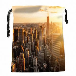 Anpassade New York City -dragkastpåsar tryckta presentpåsar 18*22 cm Travel Pouch Storage Clothes Handbag Makeup Bag 50fm#