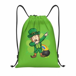 Özel Komik Dabbing Leprechaun St Patricks Day Yoga Sırt Çantaları İçin Day Bragstring Çantası Kadın Erkek Spor Salonu Sackpack D7ZU#