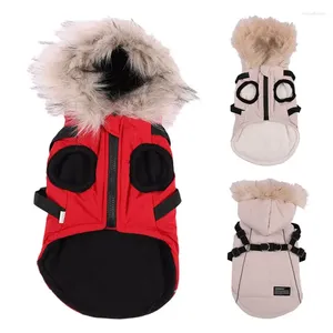 Vestuário de cachorro roupas de inverno jaqueta para animais de estimação com arnês casaco de cachorro para pequeno médio engrossar quente chihuahua yorkies hoodie