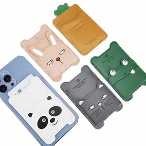 cute Leather Mobile Phe Back Sticker Card Cover Portable ID Card Bag Anti-lost Card Holder Free Tracel Sticker x6TB#