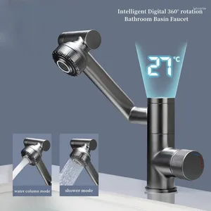 Rubinetti per lavandino del bagno Rubinetto per lavabo in ottone da 1080 gradi Display digitale intelligente e miscelatore acqua fredda Multi-divertimento