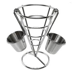 Armazenamento de cozinha asas de frango asas do suporte de metal durável Stand com copo à prova de ferrugem Fry Fry para aperitivos de alimentos lanches