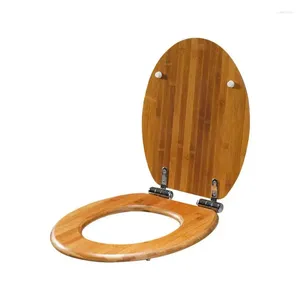 Toilettensitzbezüge aus ovalem Formholz aus Holz mit Edelstahlscharnieren, leicht zu reinigen, klemmschutz, Soft-Close
