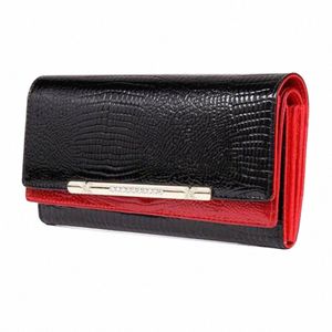 high Quality Genuine Leather Wallets Women 2024 New Fi Luxury Crocodile Purses Lg Large Capacity Female Clutch Bag g6r7#