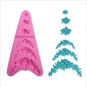 Baking Moulds Relief Flower Silicone Mold Sugar Paste 3D DIY Fondant Cake Decor Tool Chocolate Fence Shaped Kitchen Liquid