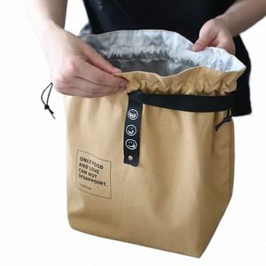 New Lunch Bag Canvas Drawstring Insulati e armazenamento a frio de grande capacidade Cam Student Office Worker Lunch Bag 12bH #