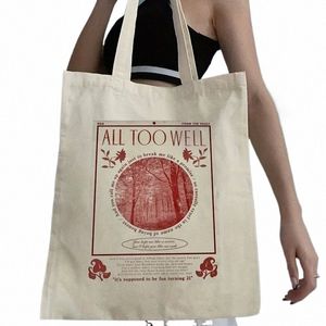 1pc All Too Well Tote Bag, Taylor Tote Bag, Book Bag, TS Merch, Shop Shoulder Canvas Christmas Birthday Gift C6KI #