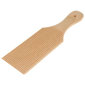 Baking Tools 1pc Wood Pasta Board Noodles Butter Paddle Home Stripe Shaped Mold (Log Color)