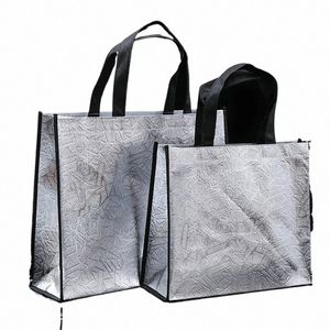 fi Borsa da negozio laser impermeabile Borsa ecologica pieghevole Borsa da negozio riutilizzabile di grande capacità Tote Borsa in tessuto N-tessuto