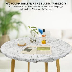 Elastic PVC round table cloth waterproof oil and pile thickened transparent printed plastic tablecloth Decor Table Protection