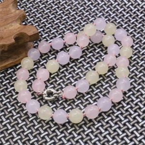 Kedjor 10 mm rund rosa gul lila jade chalcedony halsband natursten kvinnor flicka halskläder diy multicolor smycken gör design