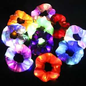 Yeni Varış Kızları LED LOUNIN SCRUNCHIES SAÇ BANT SAÇ AKSESUARLARI BANDLAR TURTU SAÇ RENK TEŞEMLİ TAZA TALA ELASTİK X6Q6