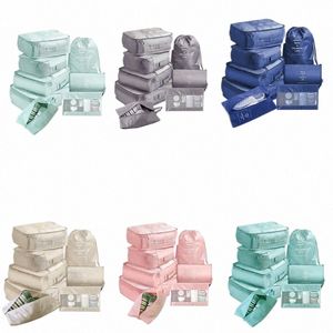 8 pezzi organizzatore di viaggio borse portaoggetti vestiti scarpa Tidy Pouch impermeabile portatile Lage valigia imballaggio per caso w491 #