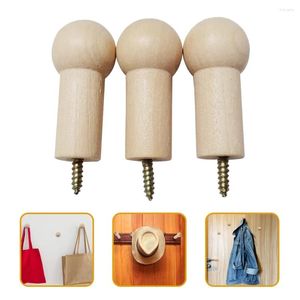 Hooks 12 Pcs Wood Wall Coat Clothes Hanger Mounted For Hat Keys
