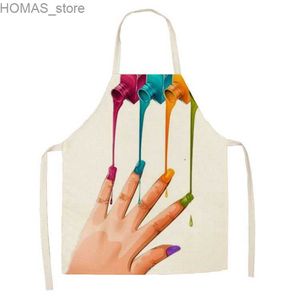 Aprons Hot-selling Creative Simple Nail Polish Pattern Apron Childrens Apron Kitchen Womens Apron New Fashion Cooking Accessories Y240401