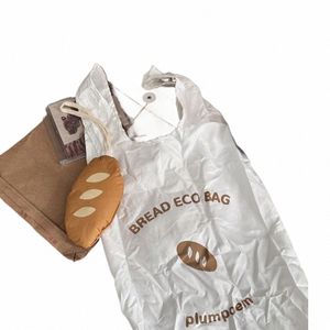 nyl French Bread Foldable Shop Bag Creative Storage Bags Reusable Carto Eco Bag Waterproof Tote Food Bag h6cL#