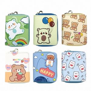 women Kawaii Bear Wallets Pocket Purse Girls Card Holder Patchwork Wallet Lady Female Fi Short Coin Purse Mey Bag M0MI#