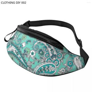 Torby w talii niestandardowy zielony wzór Paisley Pack Fanny Pack dla kobiet mężczyzn moda moda w kwiatach sztuka crossbody torba podróżna telefoniczna torebka